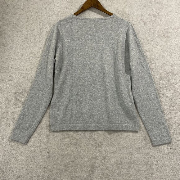 NEW Mario Serrani Womens M Gray Cashmere Sweater Long Sleeve Crewneck Soft - Picture 3 of 9